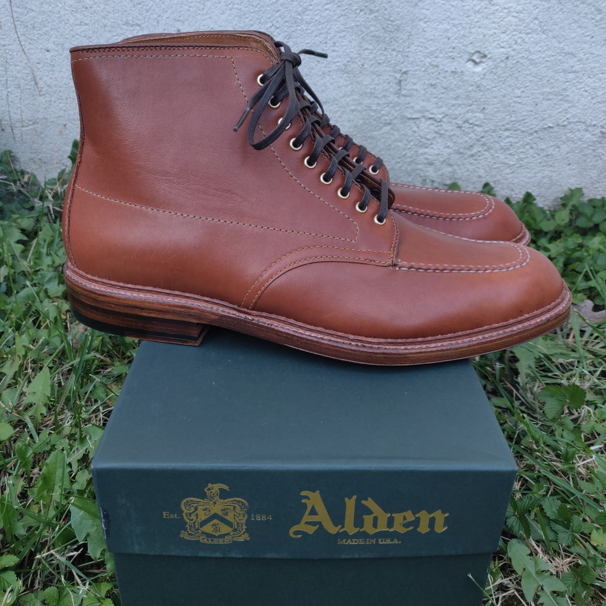 Photo by flypaper89 on October 1, 2023 of the Alden Indy Boot in Papaya Pegasus Calfskin.