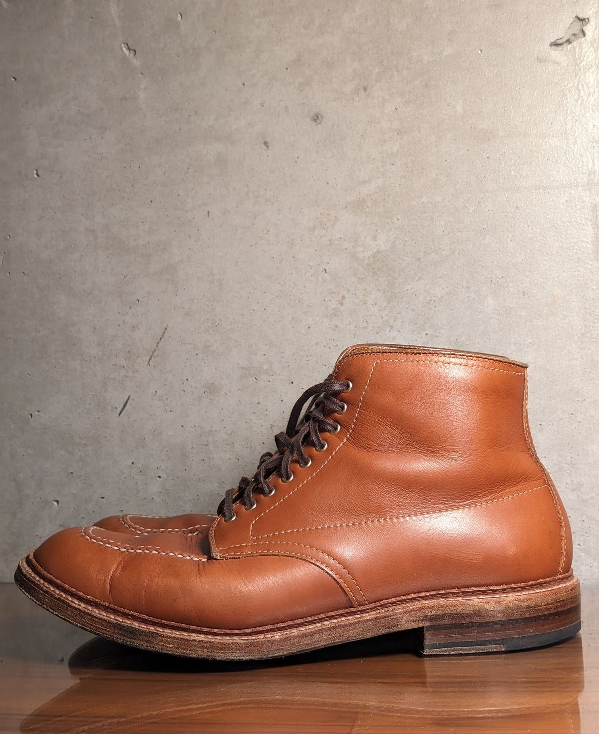 Photo by flypaper89 on December 5, 2023 of the Alden Indy Boot in Papaya Pegasus Calfskin.