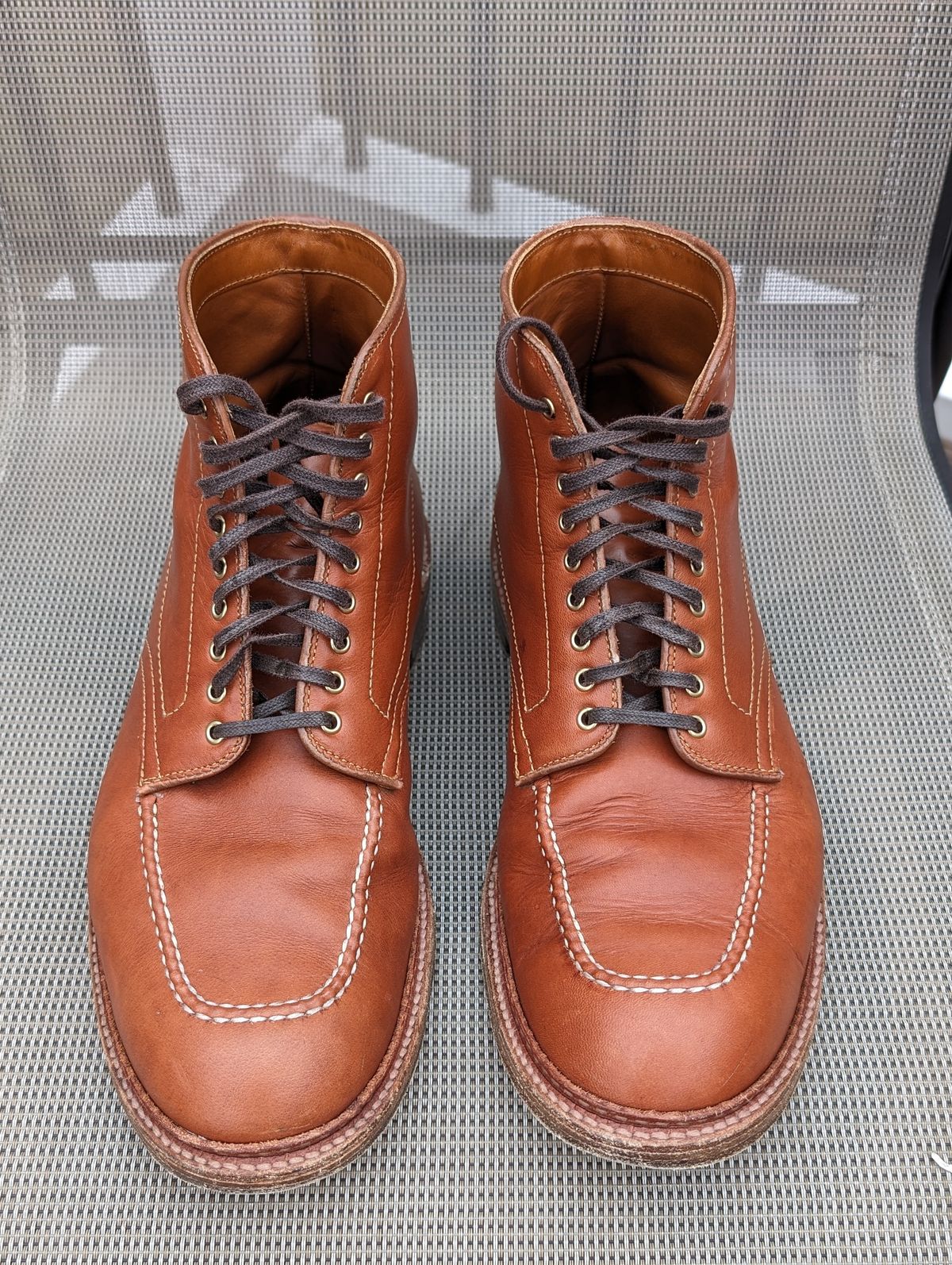Photo by flypaper89 on January 3, 2024 of the Alden Indy Boot in Papaya Pegasus Calfskin.