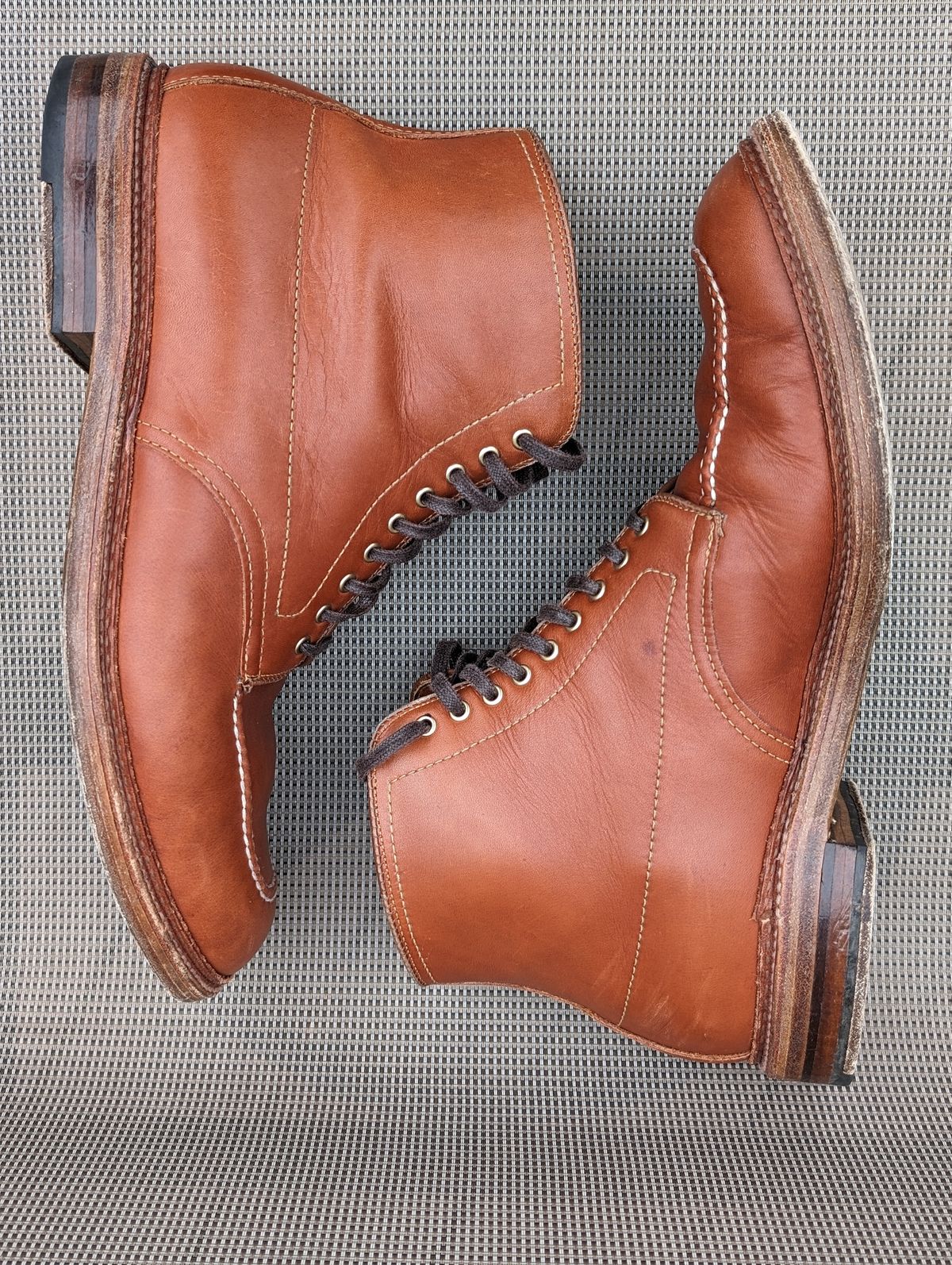 Photo by flypaper89 on January 3, 2024 of the Alden Indy Boot in Papaya Pegasus Calfskin.