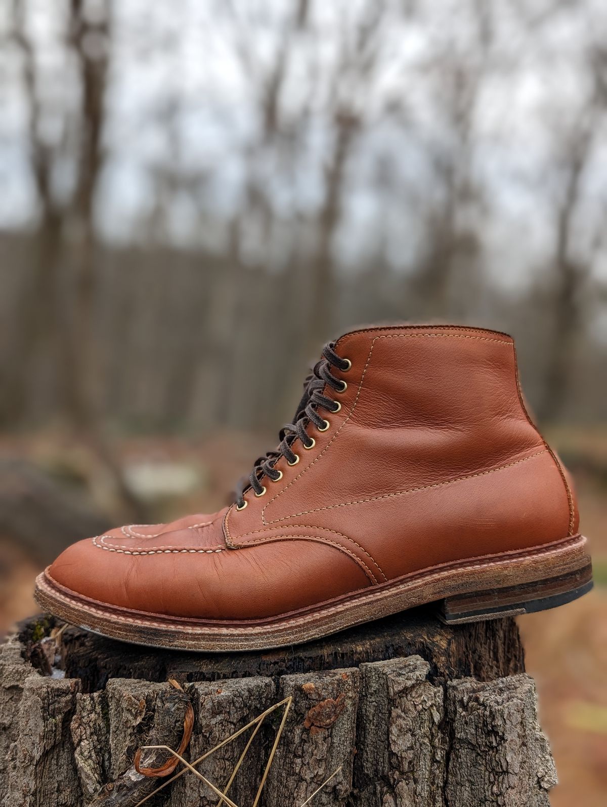 Photo by flypaper89 on February 1, 2024 of the Alden Indy Boot in Papaya Pegasus Calfskin.