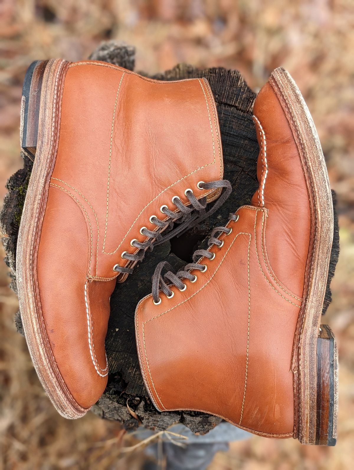 Photo by flypaper89 on February 1, 2024 of the Alden Indy Boot in Papaya Pegasus Calfskin.