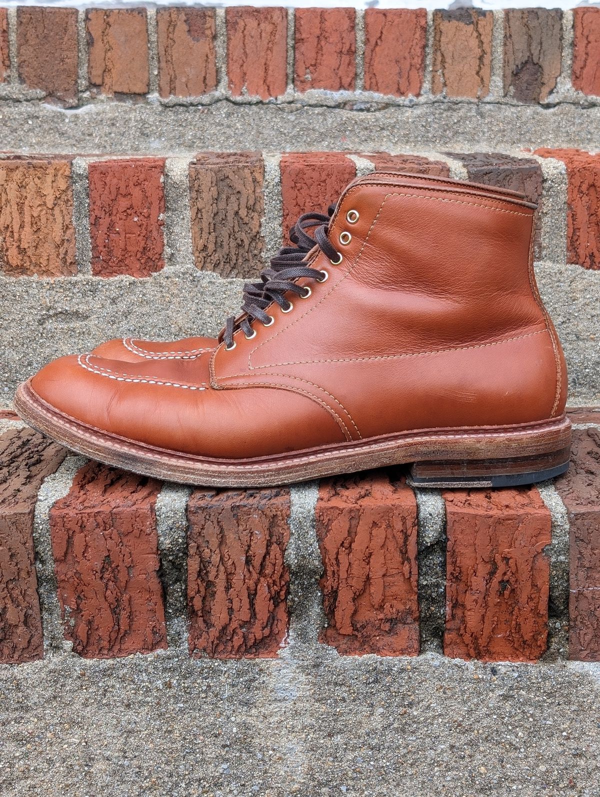 Photo by flypaper89 on April 1, 2024 of the Alden Indy Boot in Papaya Pegasus Calfskin.