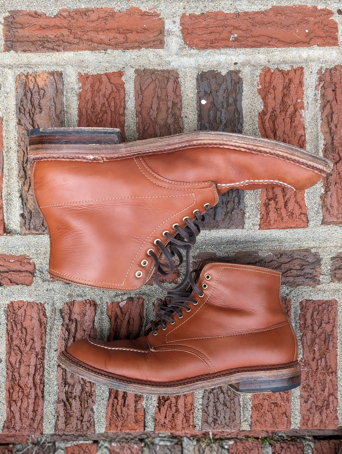 Photo by flypaper89 on April 1, 2024 of the Alden Indy Boot in Papaya Pegasus Calfskin.