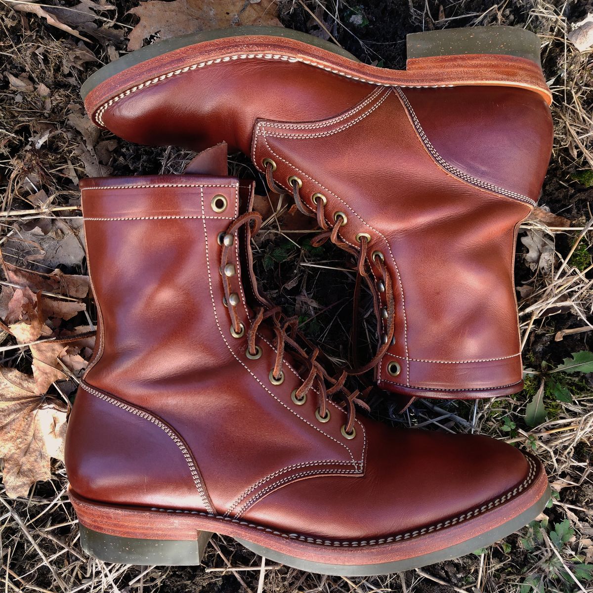 Photo by flypaper89 on February 2, 2023 of the Onderhoud SVC02 Packer Boot in Wickett & Craig Medium Brown Traditional Harness.