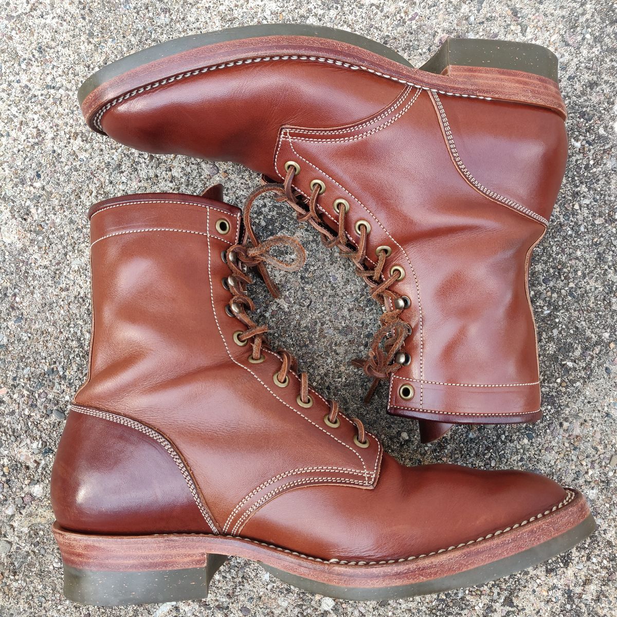 Photo by flypaper89 on April 5, 2023 of the Onderhoud SVC02 Packer Boot in Wickett & Craig Medium Brown Traditional Harness.