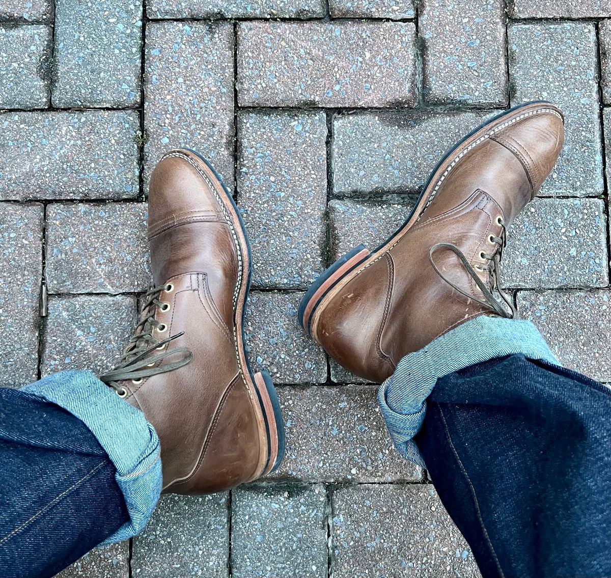 Photo by coolhand0302 on February 8, 2022 of the Viberg Service Boot PCT in Horween Natural Chromexcel.