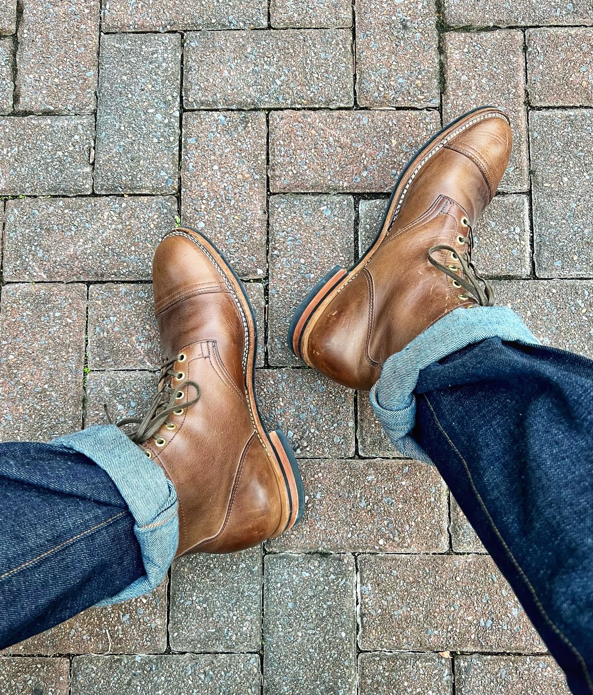 Photo by coolhand0302 on March 2, 2022 of the Viberg Service Boot PCT in Horween Natural Chromexcel.