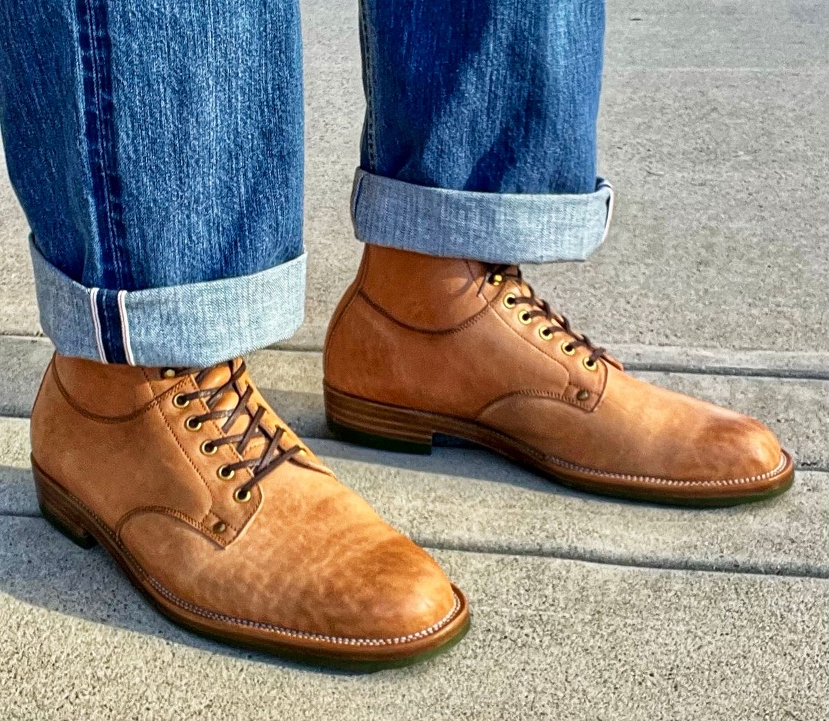 Photo by coolhand0302 on February 17, 2025 of the Iron Boots x Østmo Drop 11 Type 1 Service Boot in Maryam Natural Washed Horsebutt.