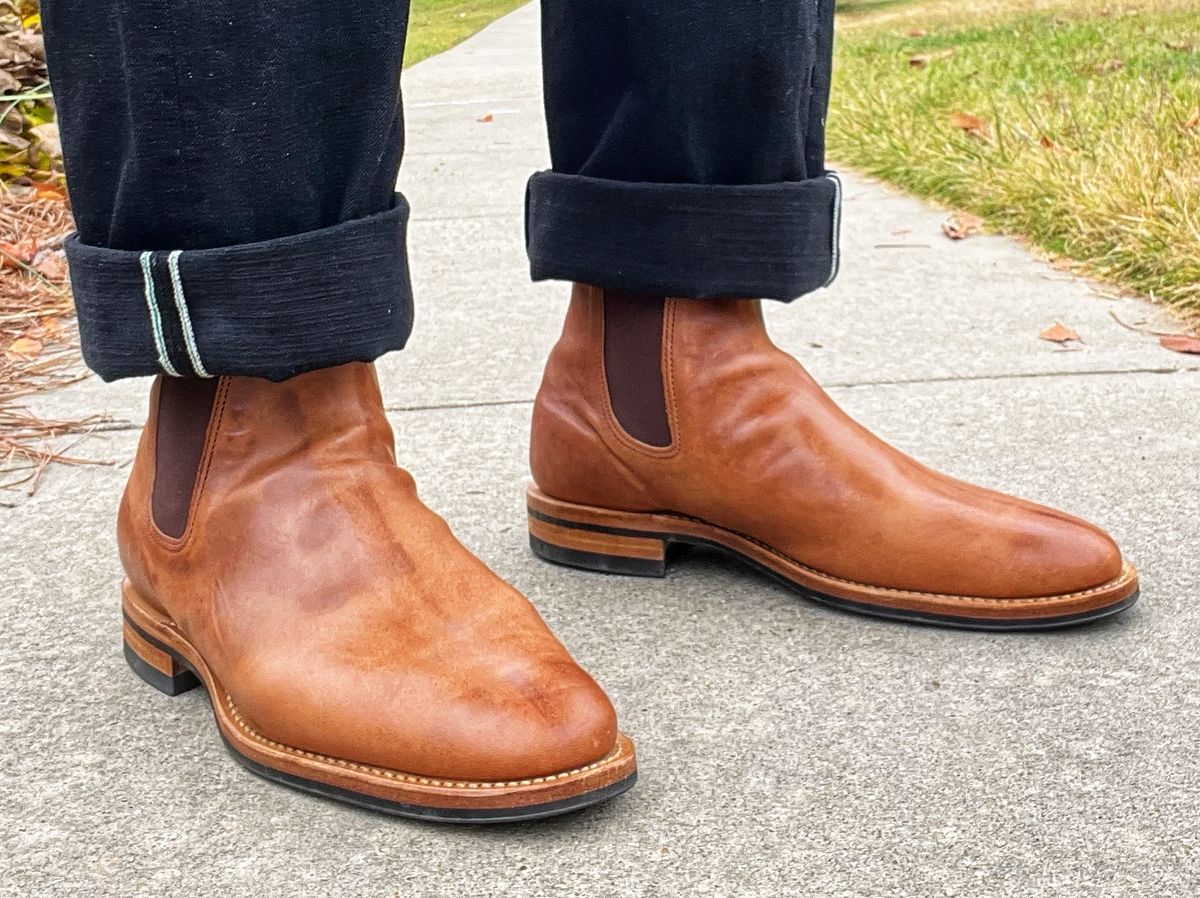 Photo by coolhand0302 on November 7, 2024 of the Viberg Chelsea in Guidi Tan Washed Horsehide.