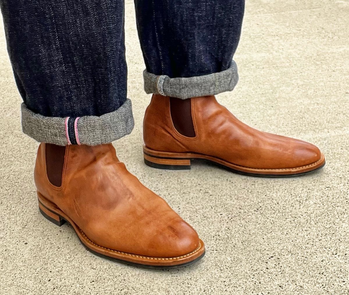 Photo by coolhand0302 on March 14, 2025 of the Viberg Chelsea in Guidi Tan Washed Horsehide.