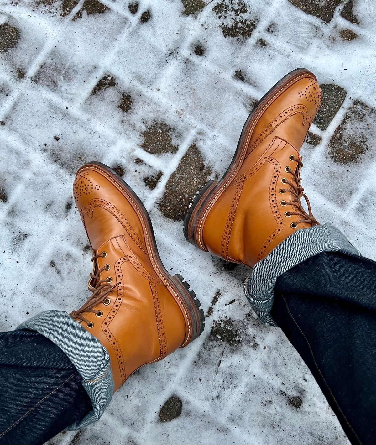 Photo by coolhand0302 on February 1, 2022 of the Tricker's Stow Country Boot in Acorn Antique.