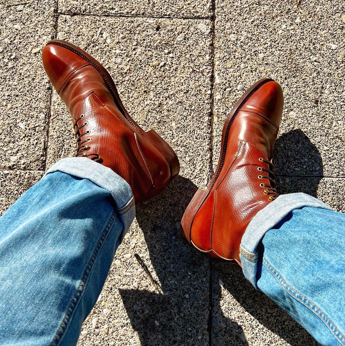 Photo by coolhand0302 on February 21, 2022 of the Enzo Bonafe Balway in Horween Color 4 Shell Cordovan.