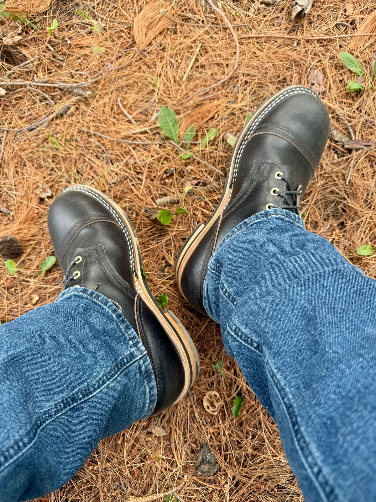 Photo by tlr on June 15, 2025 of the Nicks MTO in Horween Black Waxed Flesh.