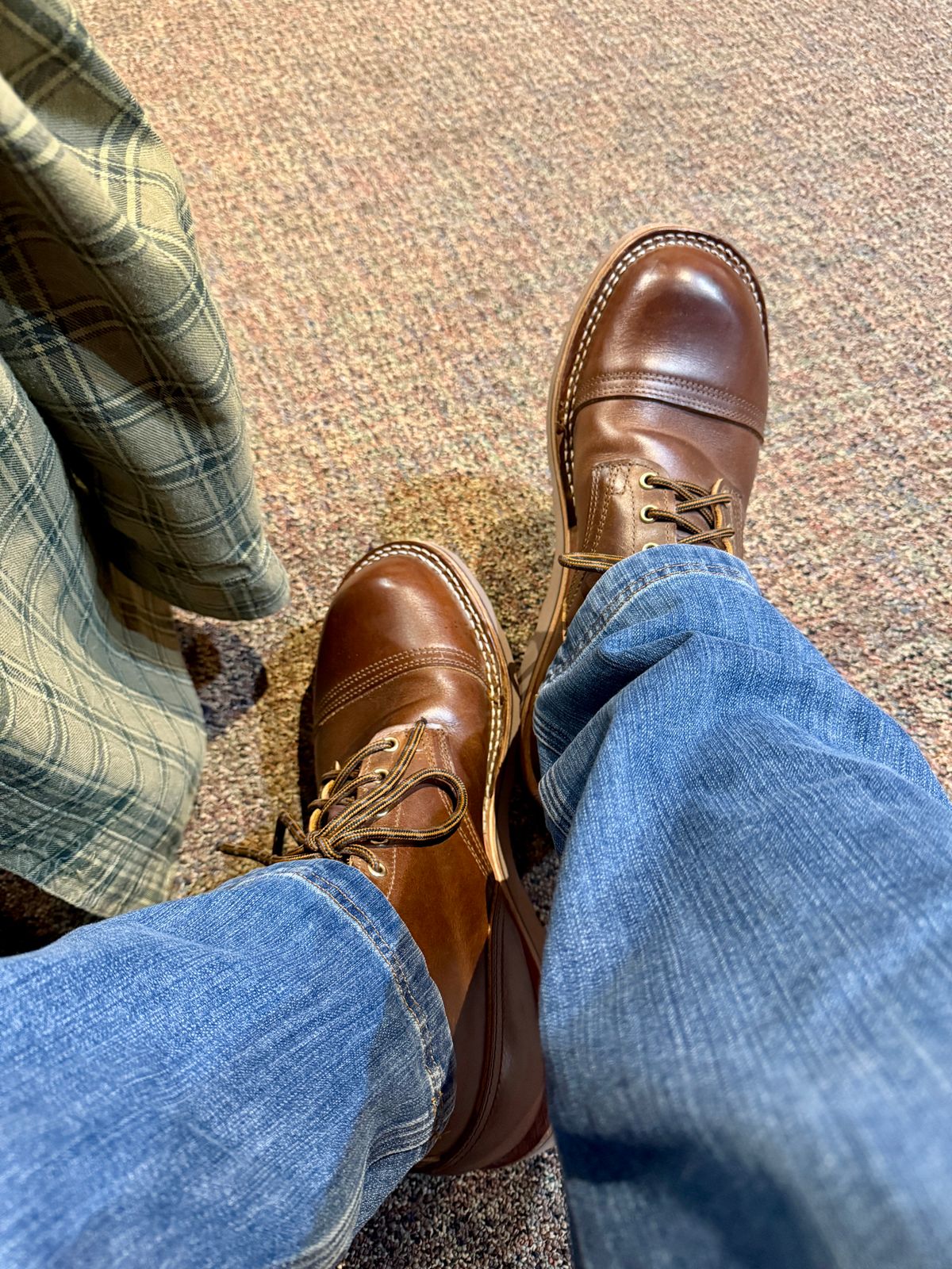 Photo by tlr on November 3, 2024 of the Nicks MTO in Horween Whiskey Predator.