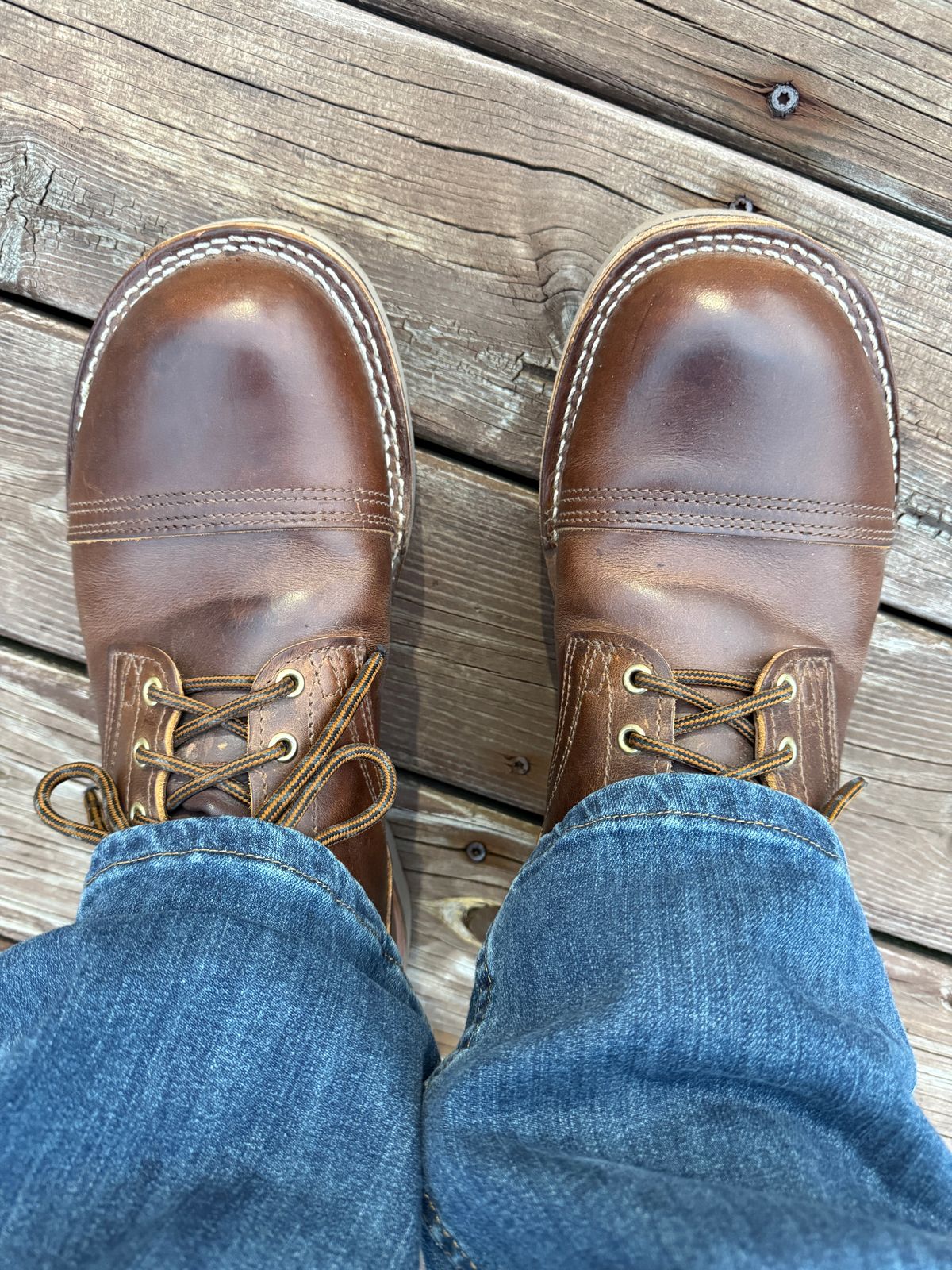 Photo by tlr on October 30, 2024 of the Nicks MTO in Horween Whiskey Predator.