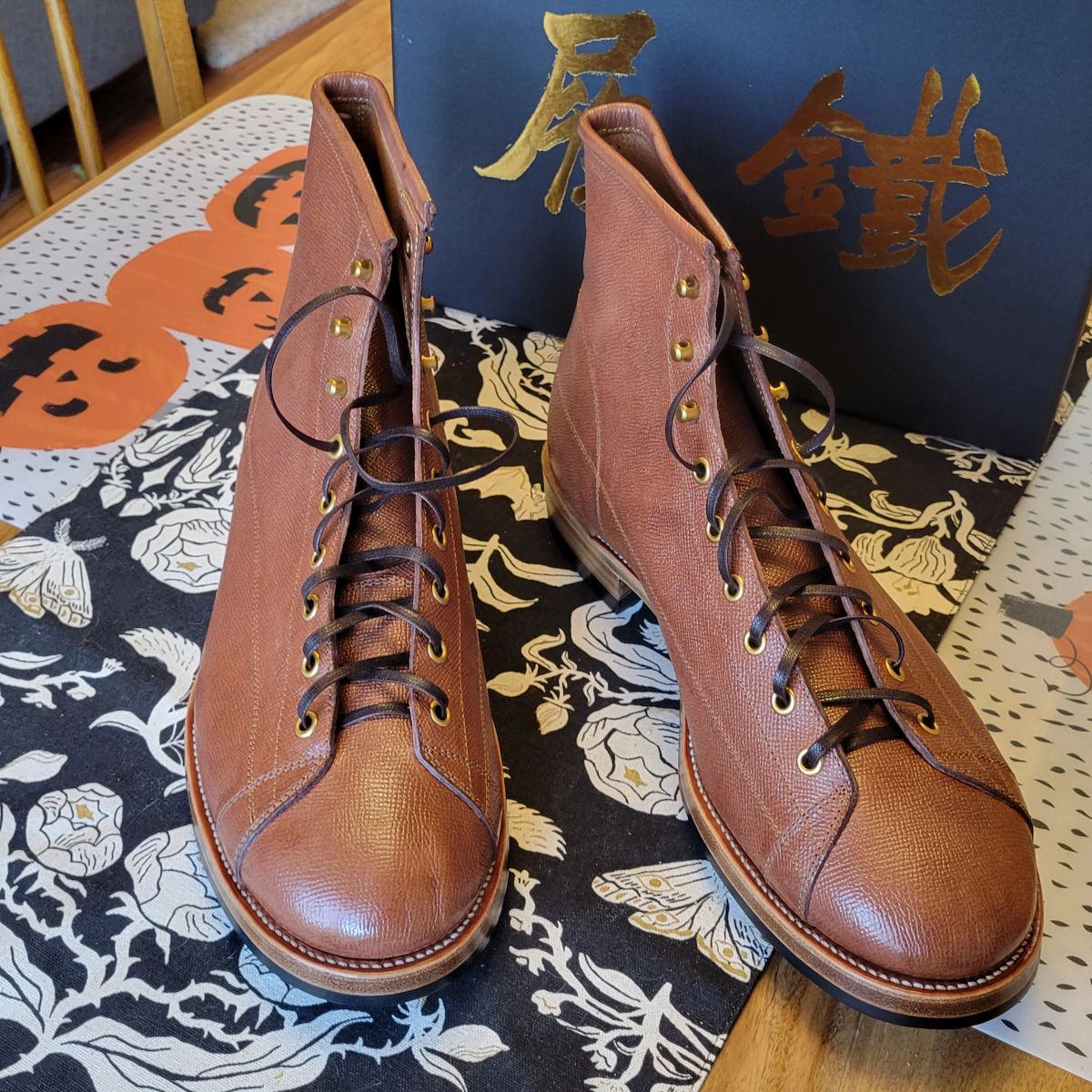 Photo by JoshankRedemption on October 19, 2024 of the Iron Boots T-Monkey Boots in 1786 Russian Reindeer Hide.