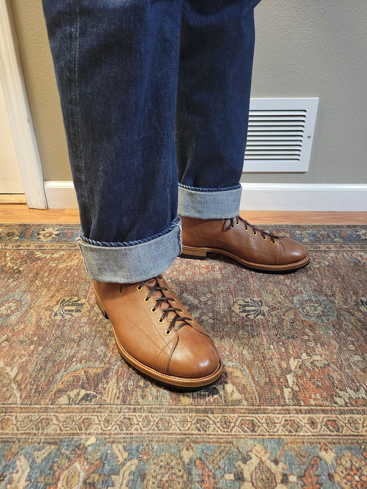 Photo by JoshankRedemption on October 18, 2024 of the Iron Boots T-Monkey Boots in 1786 Russian Reindeer Hide.