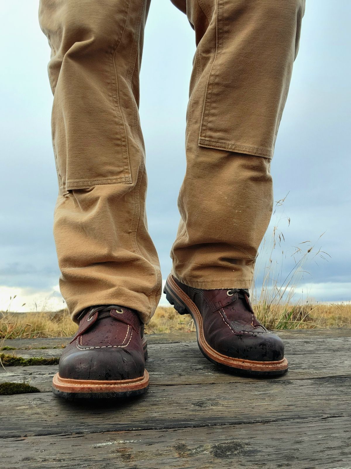 Photo by JoshankRedemption on November 1, 2023 of the Grant Stone Brass Boot in C.F. Stead Dark Burgundy Classic Kudu.
