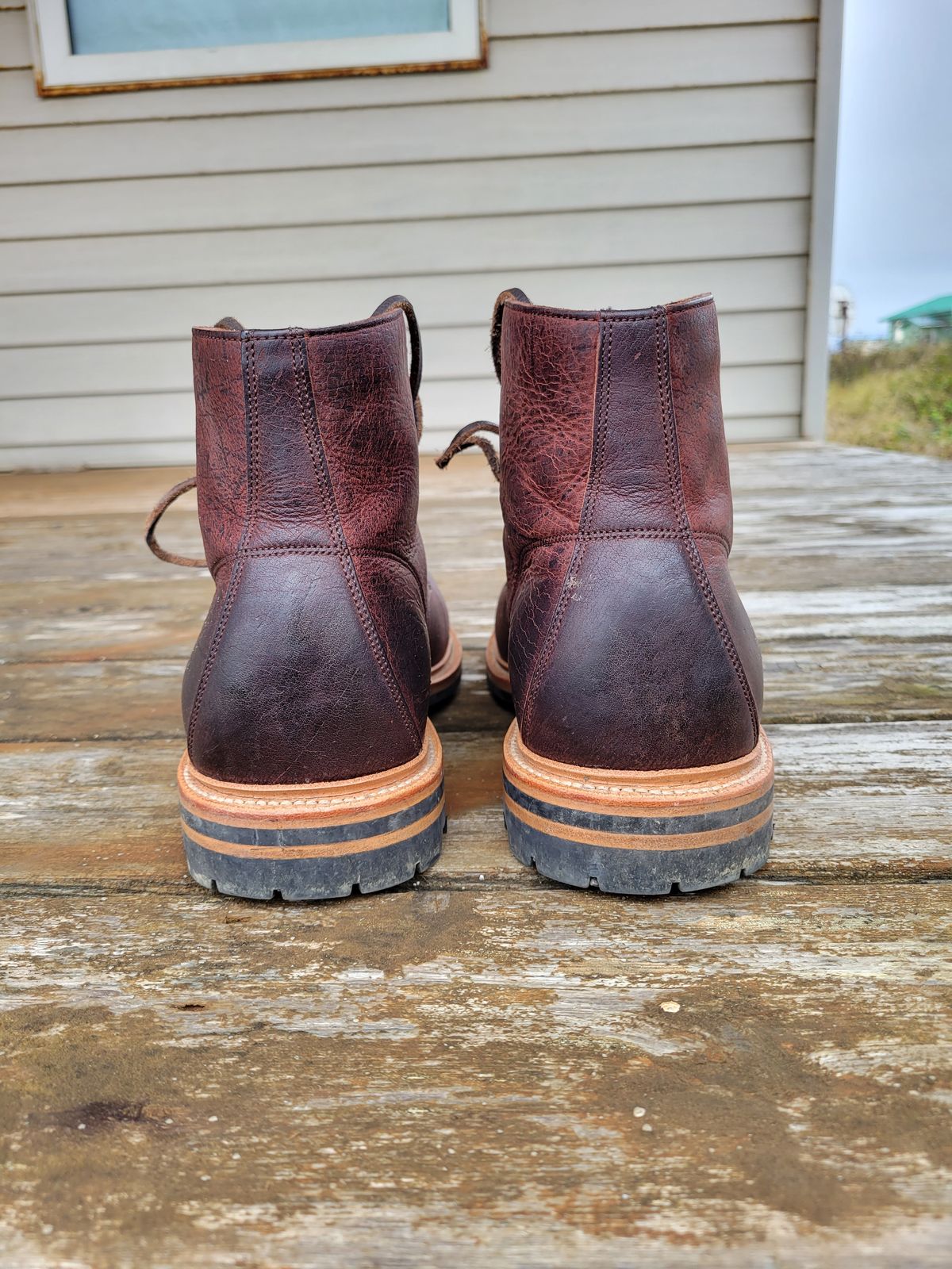 Photo by JoshankRedemption on November 1, 2023 of the Grant Stone Brass Boot in C.F. Stead Dark Burgundy Classic Kudu.