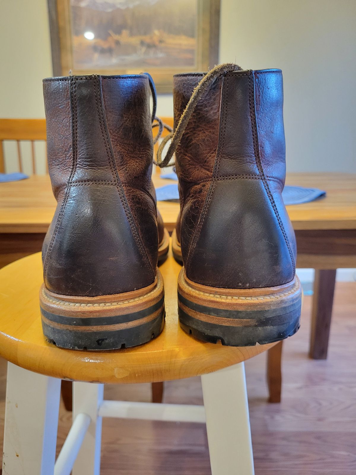 Photo by JoshankRedemption on February 2, 2024 of the Grant Stone Brass Boot in C.F. Stead Dark Burgundy Classic Kudu.