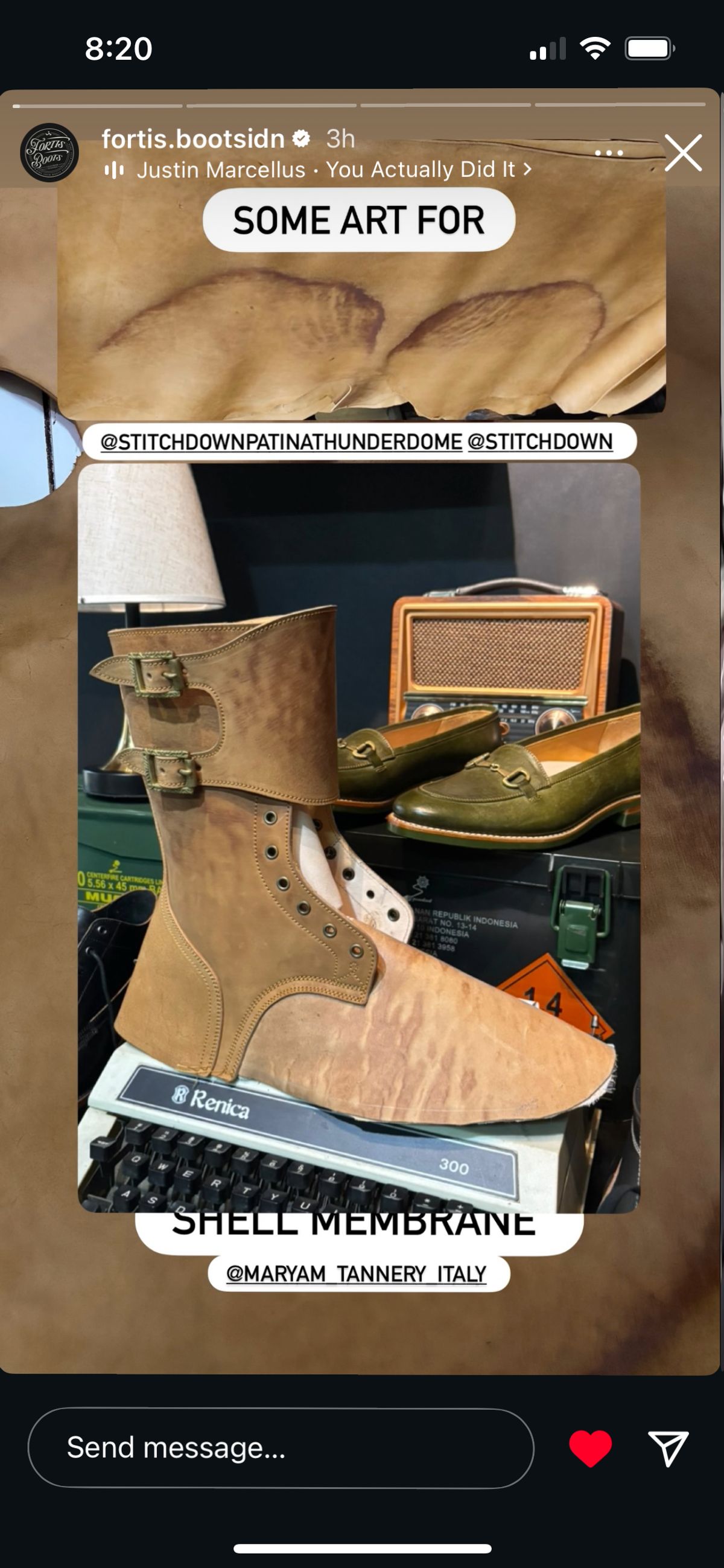 Photo by jeremy.m.boyd on September 5, 2025 of the Fortis Boots Custom Model in Maryam Natural Horsebutt.