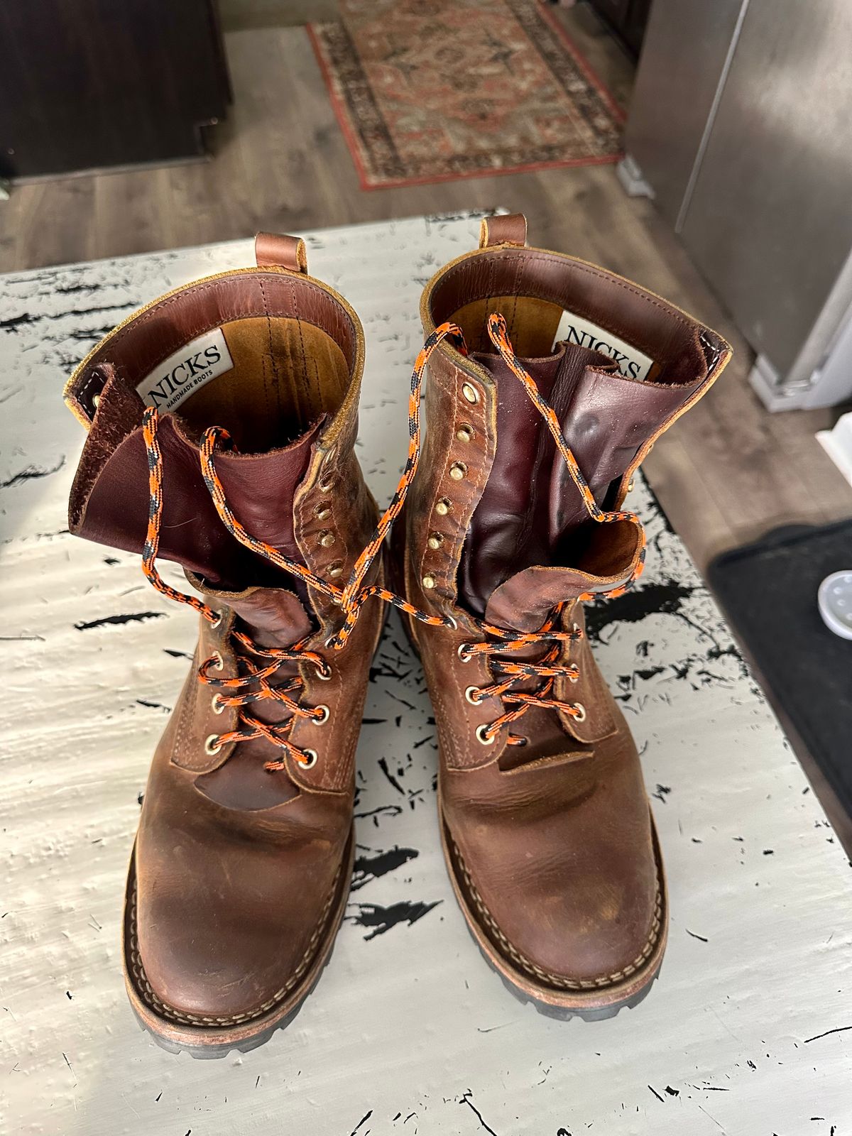 Photo by jeremy.m.boyd on March 5, 2023 of the Nicks Overlander in Horween Orange Predator.