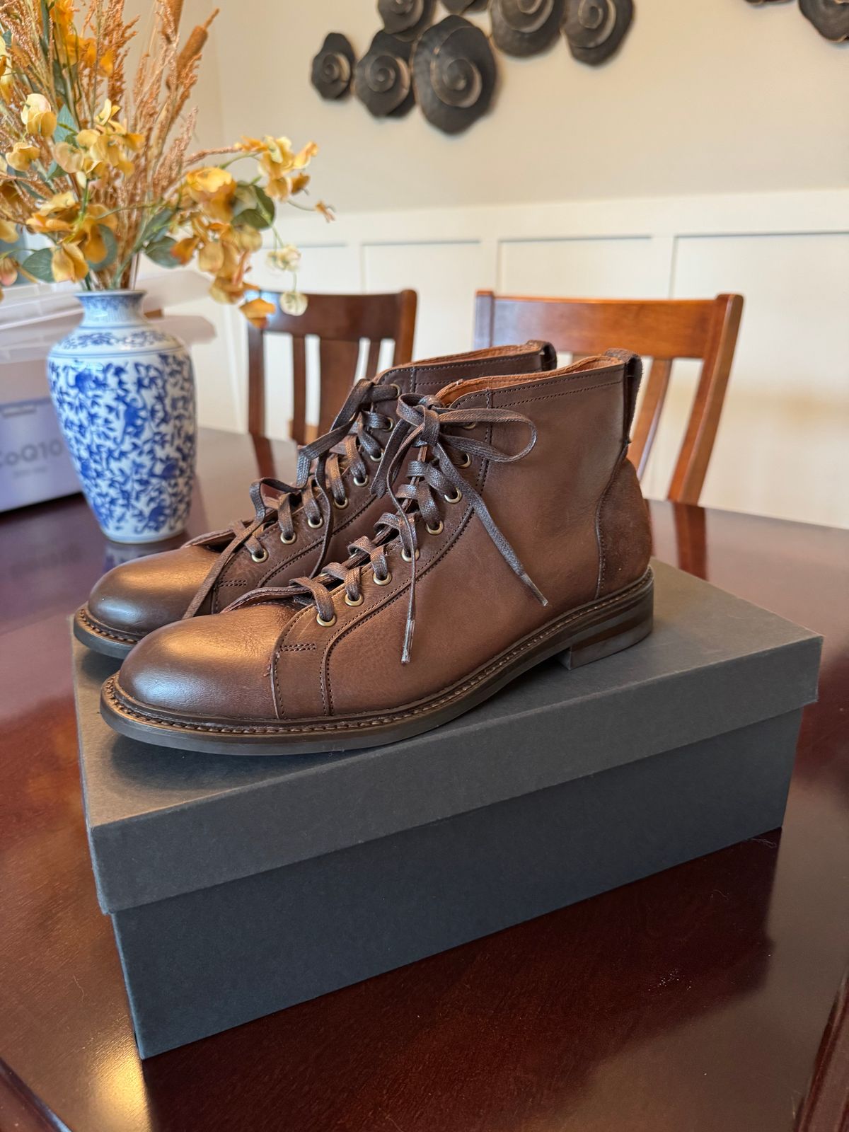 Photo by money2boot on October 1, 2024 of the Allen Edmonds Discovery Lace To Toe in Allen Edmonds Brown Vegetable Tanned.