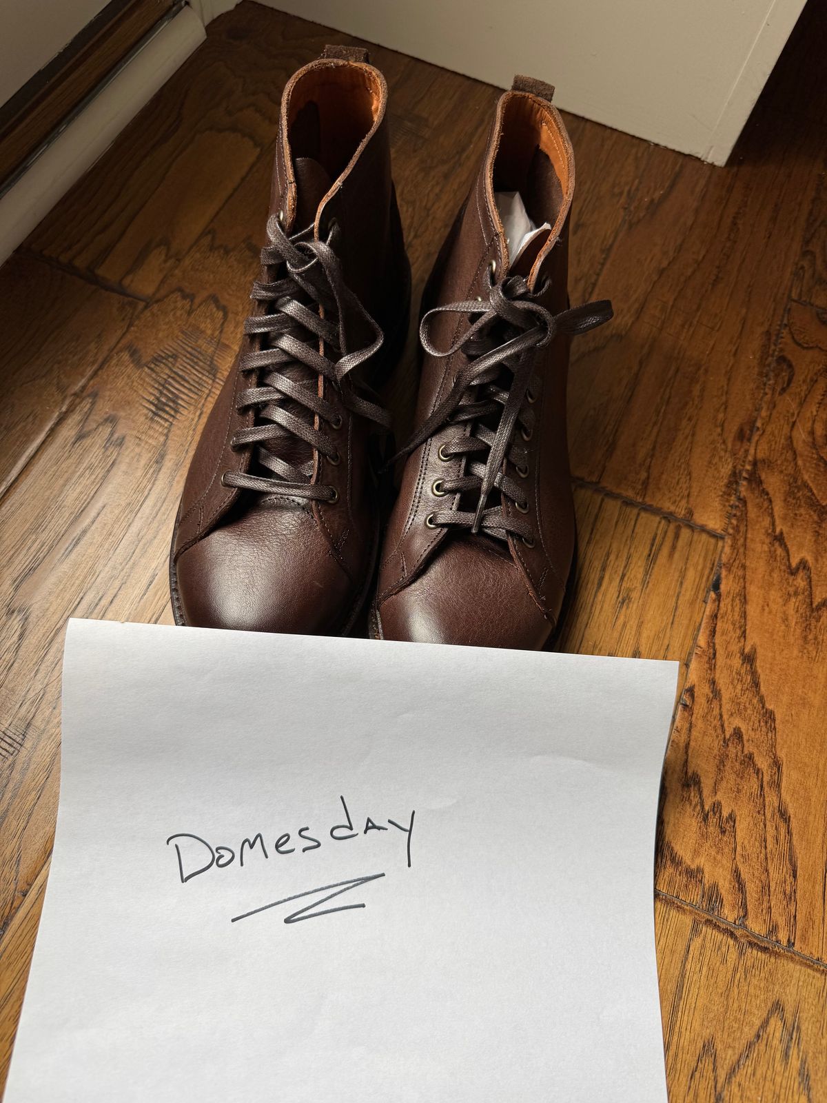 Photo by money2boot on October 1, 2024 of the Allen Edmonds Discovery Lace To Toe in Allen Edmonds Brown Vegetable Tanned.