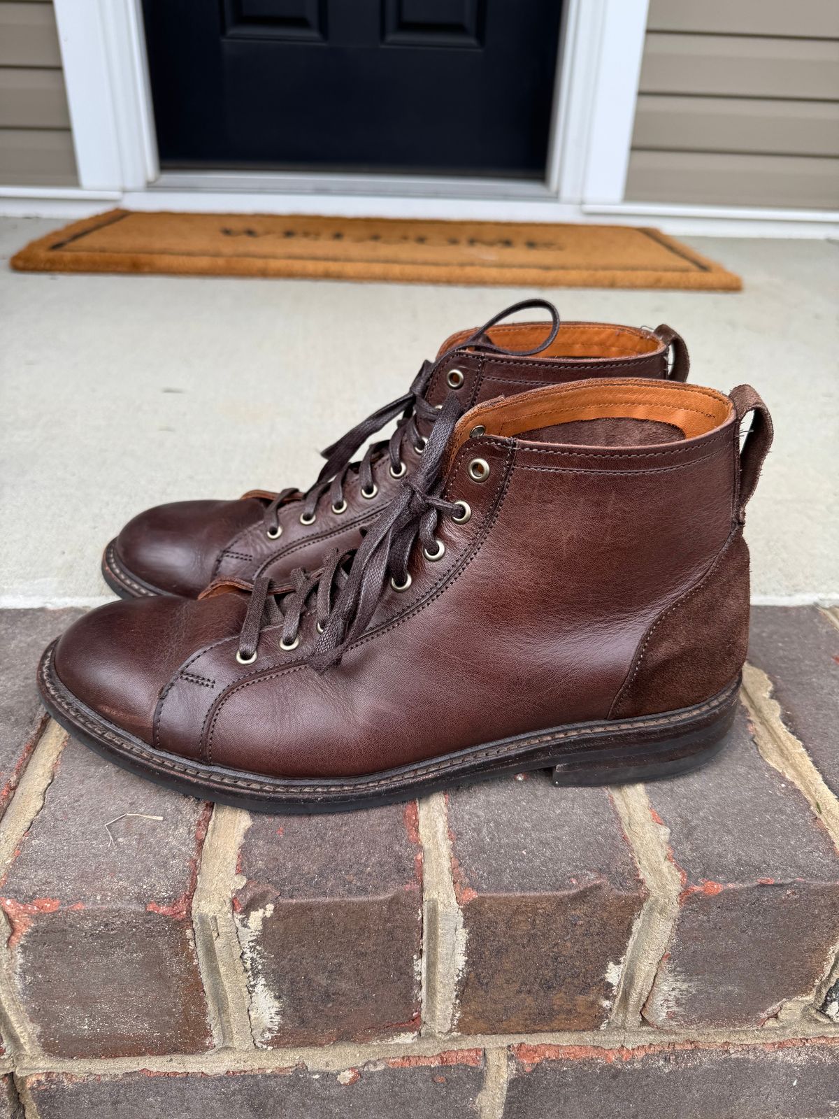 Photo by money2boot on November 4, 2024 of the Allen Edmonds Discovery Lace To Toe in Allen Edmonds Brown Vegetable Tanned.