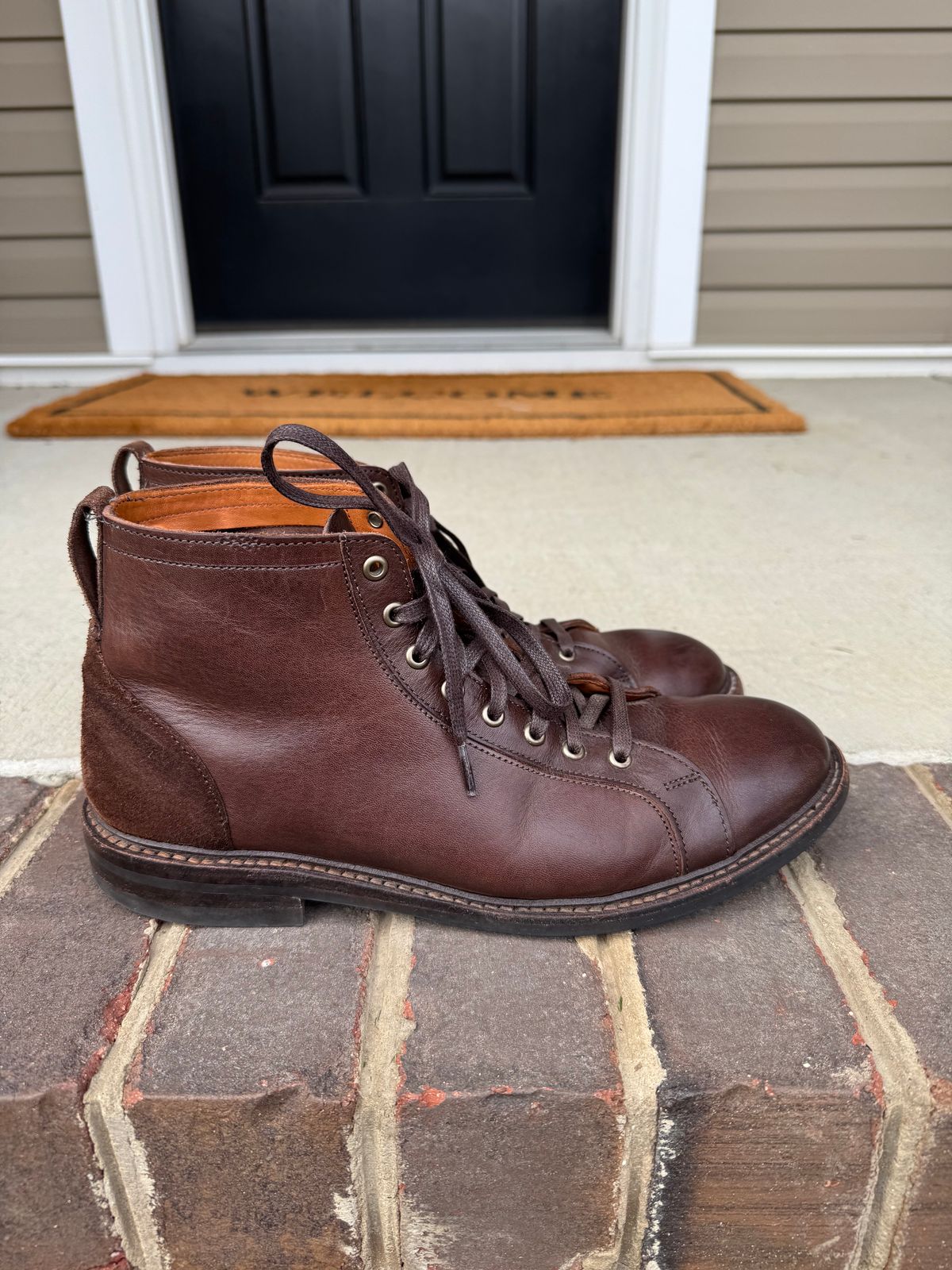 Photo by money2boot on November 4, 2024 of the Allen Edmonds Discovery Lace To Toe in Allen Edmonds Brown Vegetable Tanned.