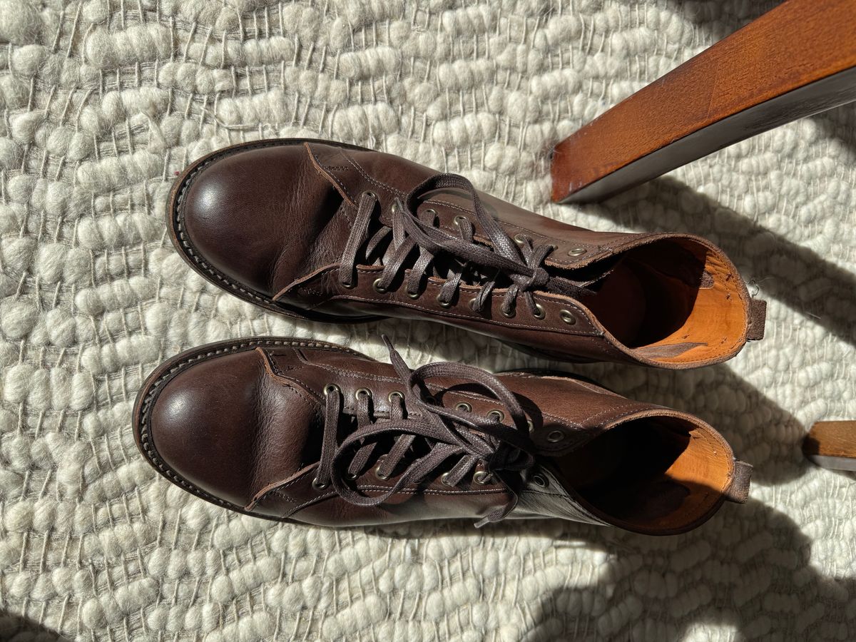 Photo by money2boot on December 5, 2024 of the Allen Edmonds Discovery Lace To Toe in Allen Edmonds Brown Vegetable Tanned.