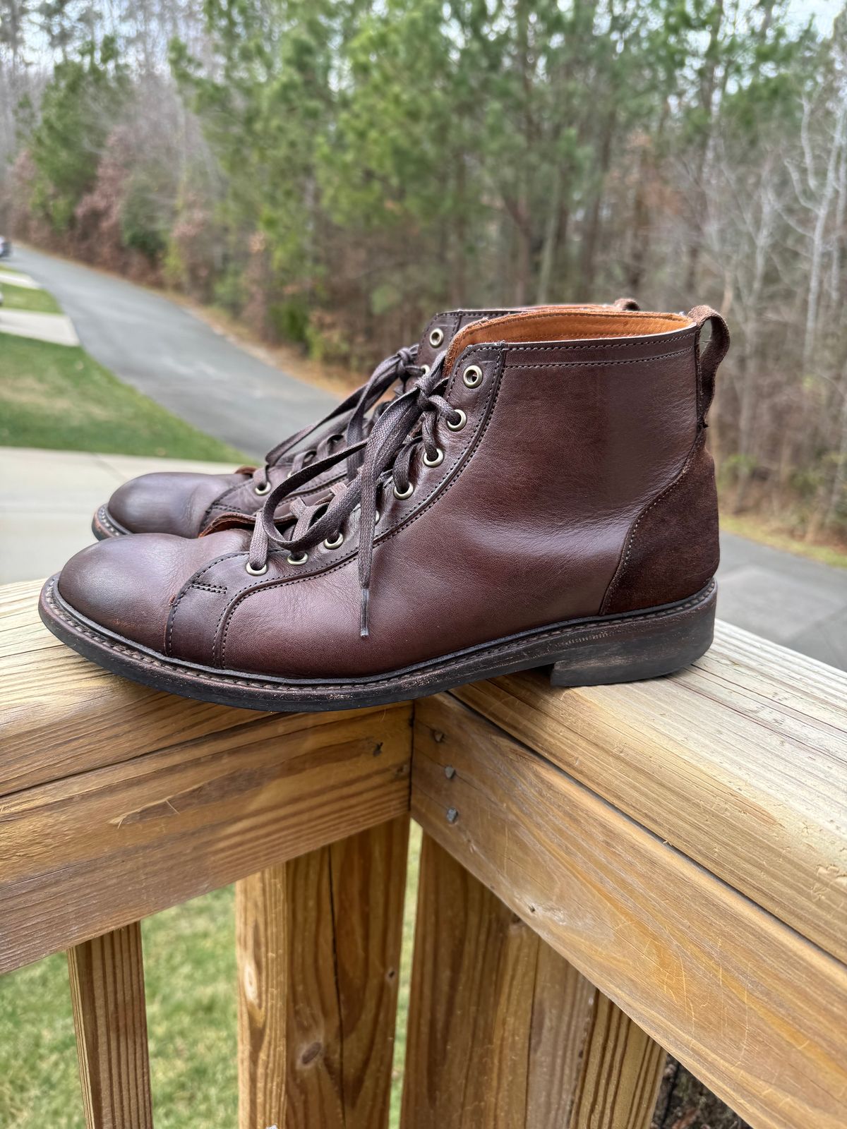 Photo by money2boot on January 3, 2025 of the Allen Edmonds Discovery Lace To Toe in Allen Edmonds Brown Vegetable Tanned.