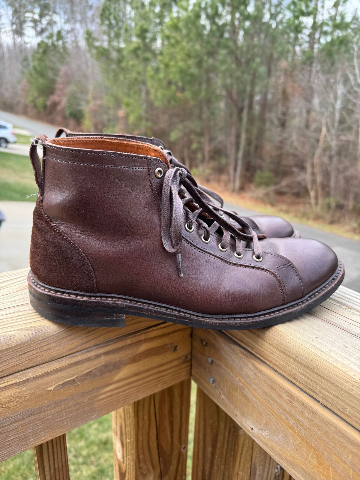Photo by money2boot on January 3, 2025 of the Allen Edmonds Discovery Lace To Toe in Allen Edmonds Brown Vegetable Tanned.