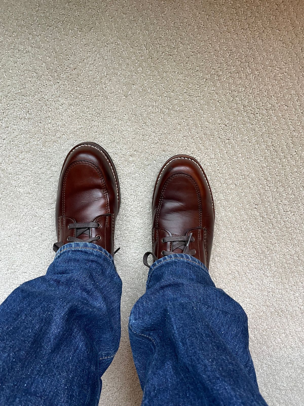 Photo by money2boot on October 5, 2023 of the Wolverine 1000 Mile Moc-Toe Boot in Horween Brown Chromexcel.