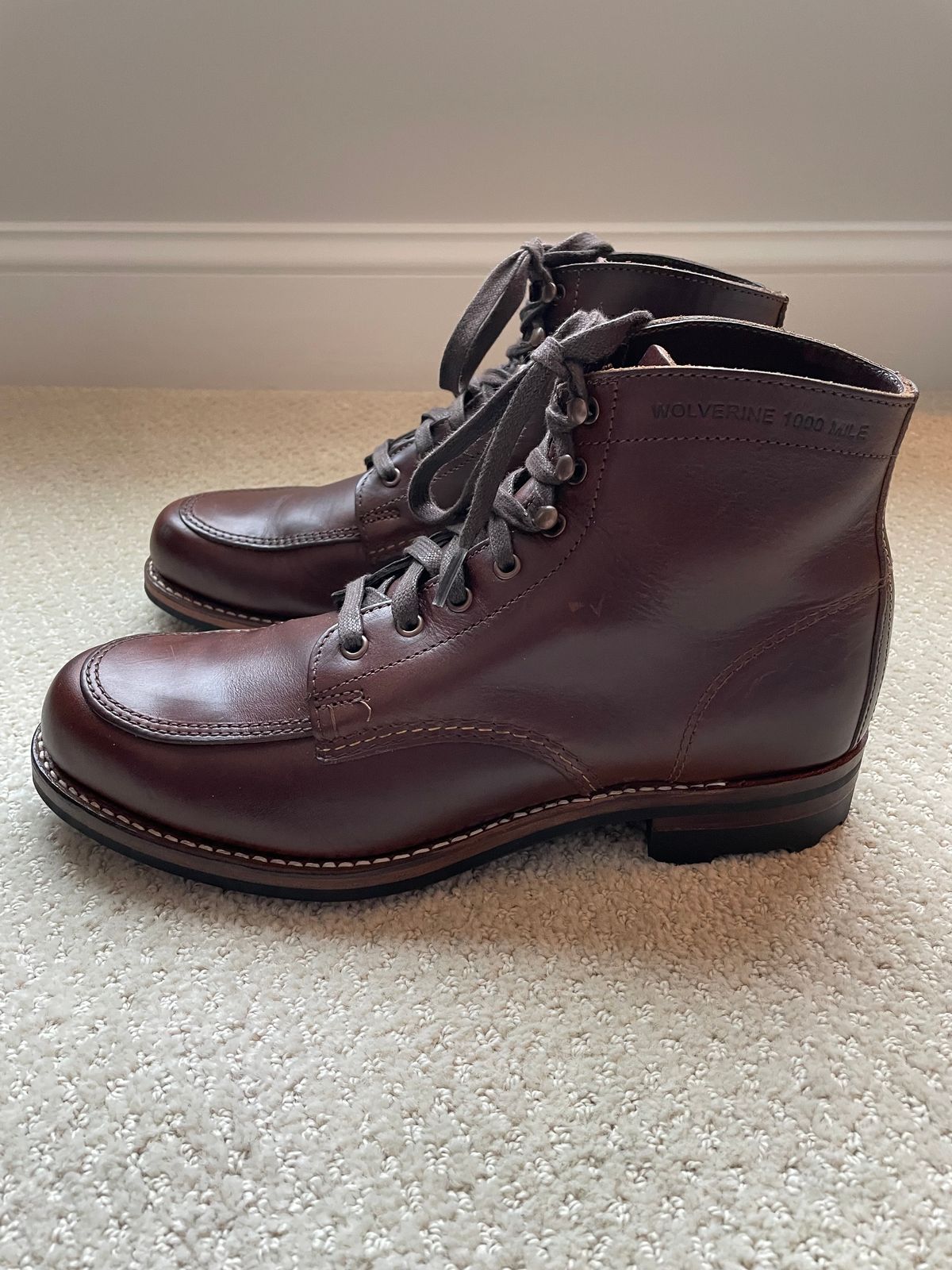 Photo by money2boot on October 5, 2023 of the Wolverine 1000 Mile Moc-Toe Boot in Horween Brown Chromexcel.