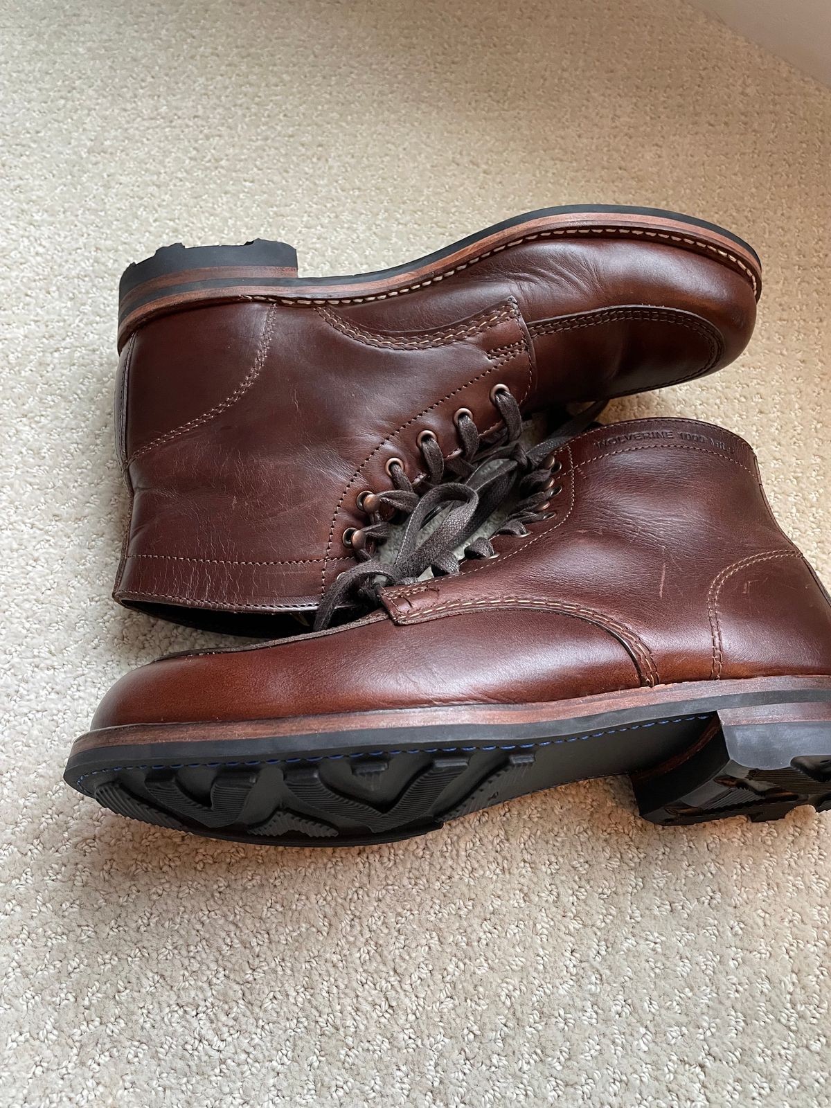Photo by money2boot on October 5, 2023 of the Wolverine 1000 Mile Moc-Toe Boot in Horween Brown Chromexcel.