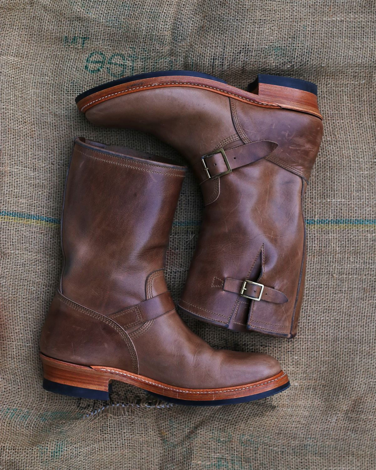 Photo by TrillDan on November 6, 2023 of the John Lofgren Wabash Engineer Boots in Horween Natural Chromexcel.