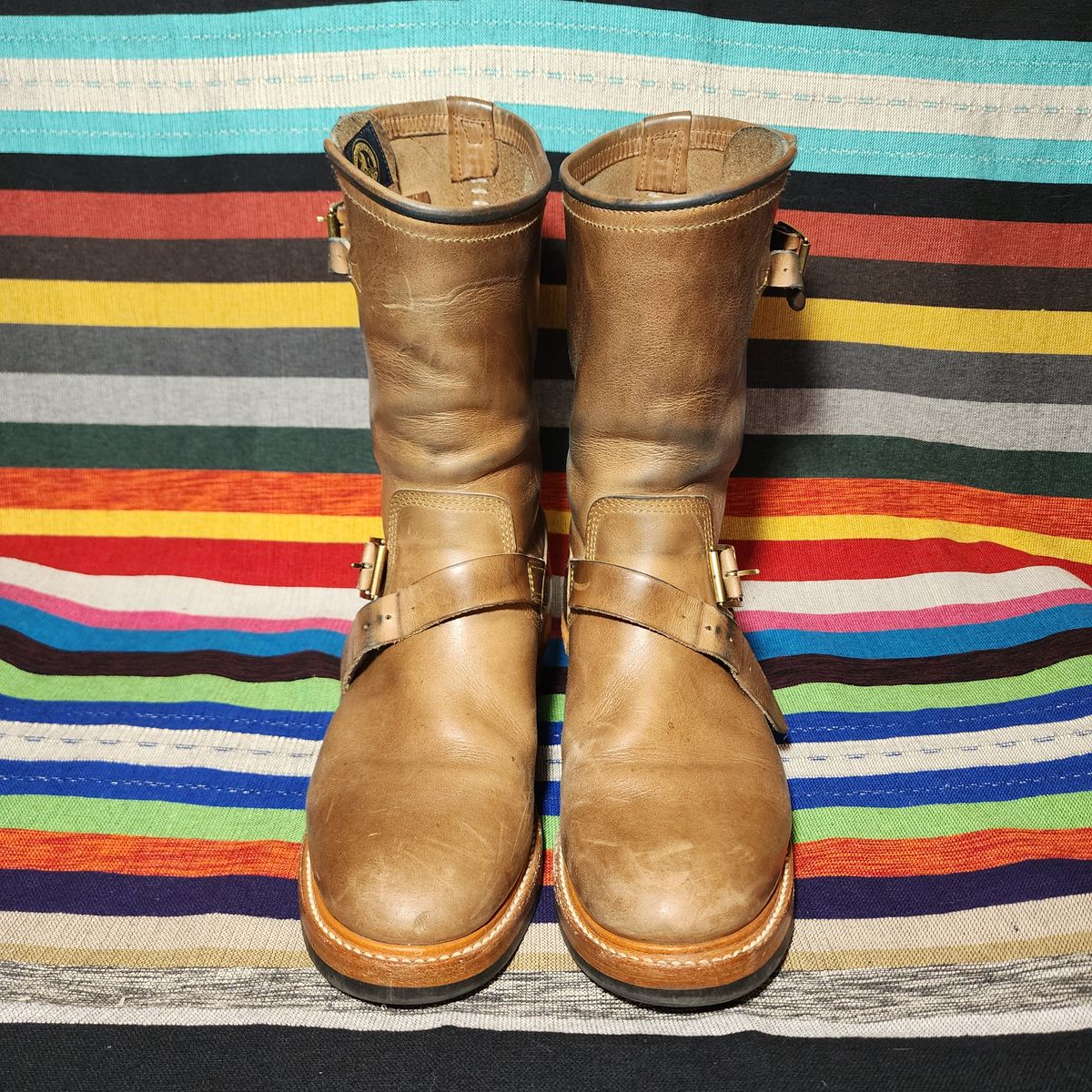 Photo by TrillDan on February 5, 2024 of the John Lofgren Wabash Engineer Boots in Horween Natural Chromexcel.
