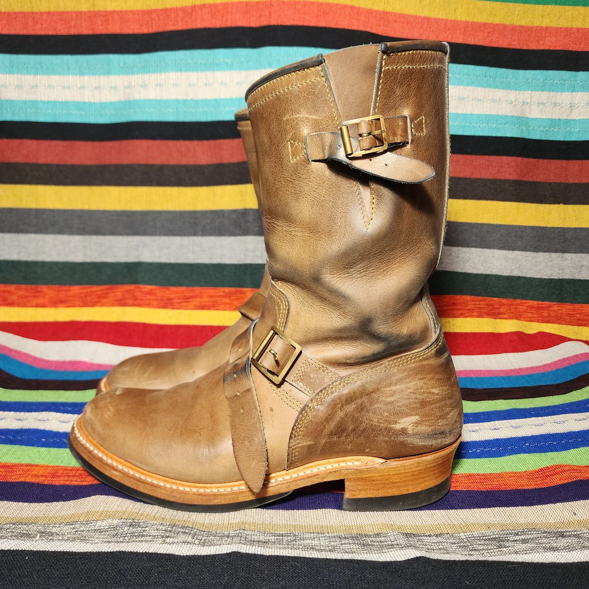 Photo by TrillDan on February 5, 2024 of the John Lofgren Wabash Engineer Boots in Horween Natural Chromexcel.