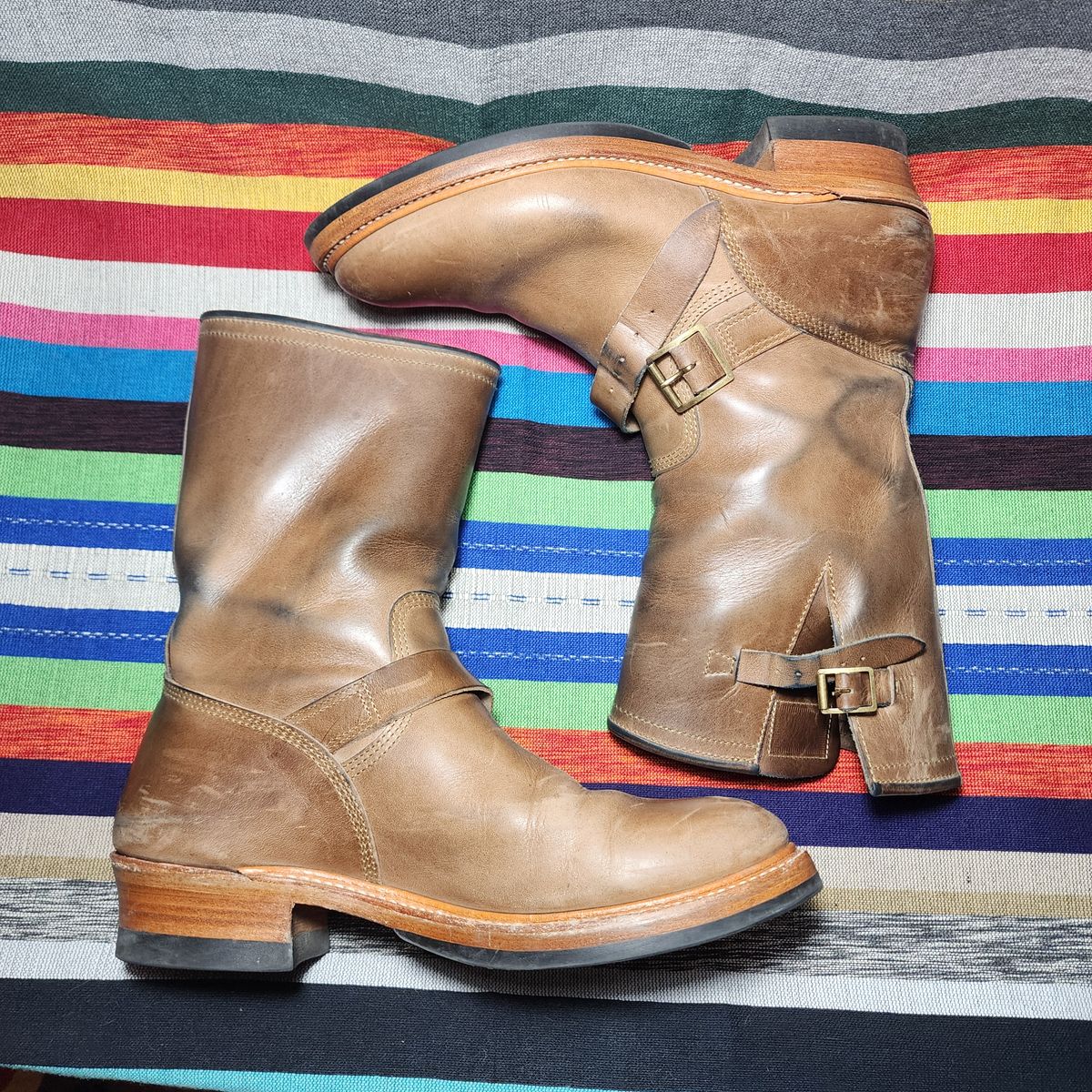 Photo by TrillDan on February 5, 2024 of the John Lofgren Wabash Engineer Boots in Horween Natural Chromexcel.