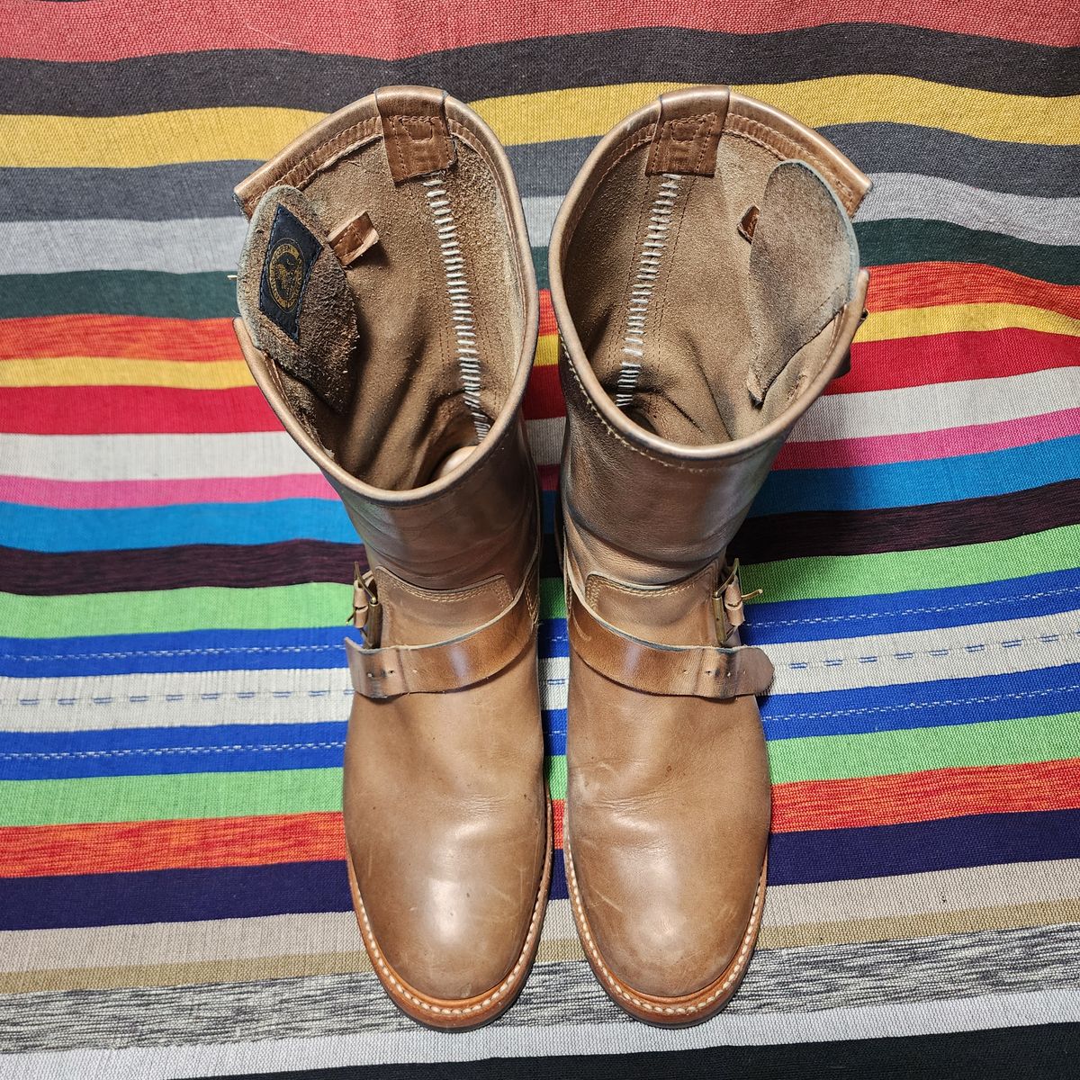Photo by TrillDan on February 5, 2024 of the John Lofgren Wabash Engineer Boots in Horween Natural Chromexcel.