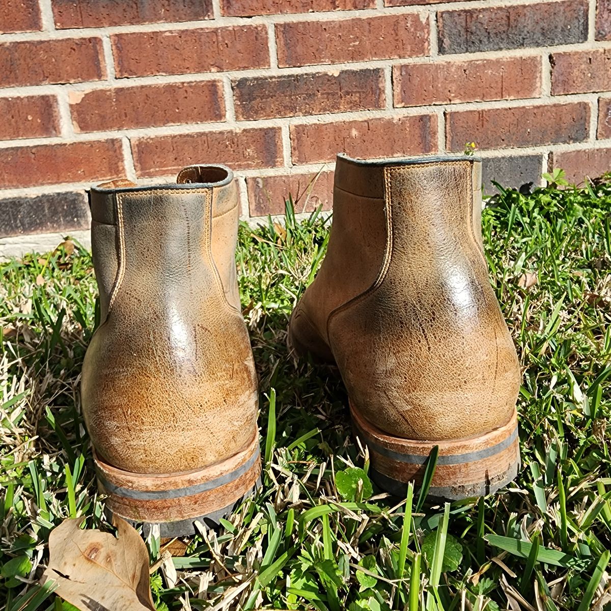 Photo by TrillDan on February 5, 2023 of the Viberg Service Boot BCT in C.F. Stead Camel Hair Waxed Kudu.