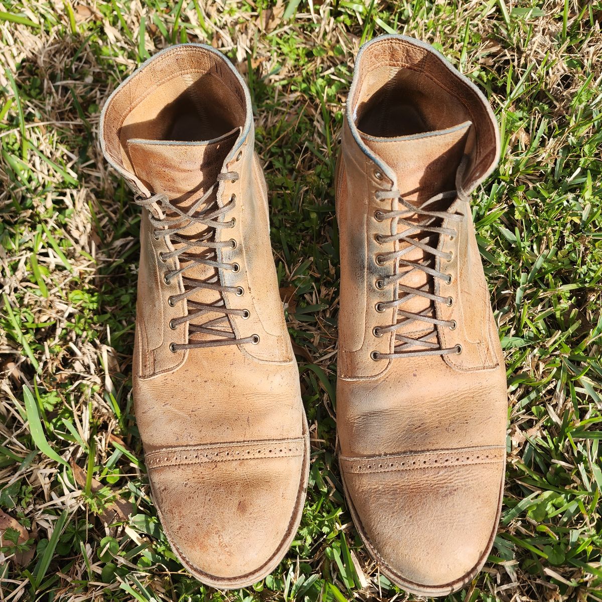 Photo by TrillDan on February 5, 2023 of the Viberg Service Boot BCT in C.F. Stead Camel Hair Waxed Kudu.