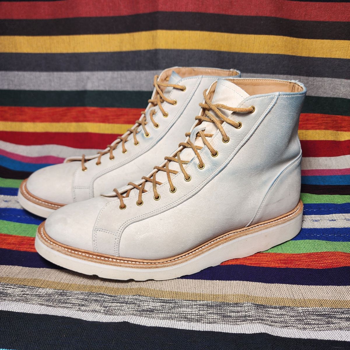 Photo by TrillDan on February 5, 2024 of the Tricker's x Division Road Super Monkey Boot in C.F. Stead Bone Nubuck Kudu.