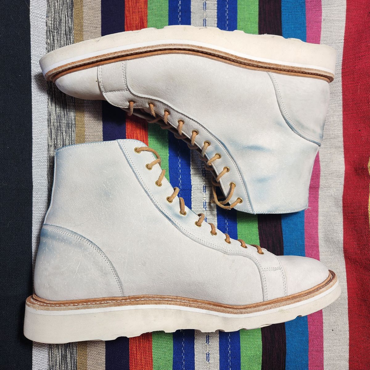 Photo by TrillDan on February 5, 2024 of the Tricker's x Division Road Super Monkey Boot in C.F. Stead Bone Nubuck Kudu.