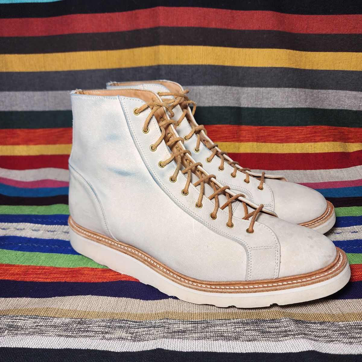 Photo by TrillDan on February 5, 2024 of the Tricker's x Division Road Super Monkey Boot in C.F. Stead Bone Nubuck Kudu.