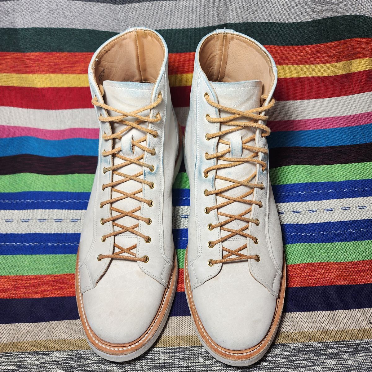 Photo by TrillDan on February 5, 2024 of the Tricker's x Division Road Super Monkey Boot in C.F. Stead Bone Nubuck Kudu.