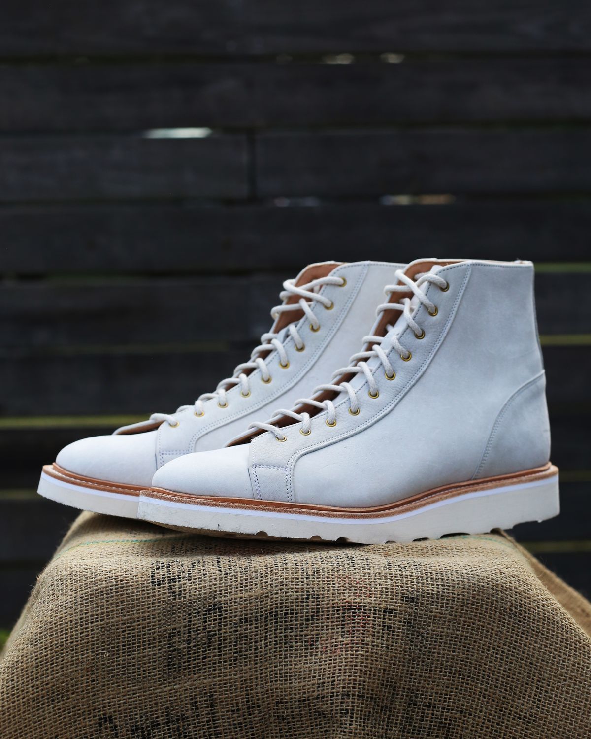 Photo by TrillDan on October 5, 2023 of the Tricker's x Division Road Super Monkey Boot in C.F. Stead Bone Nubuck Kudu.
