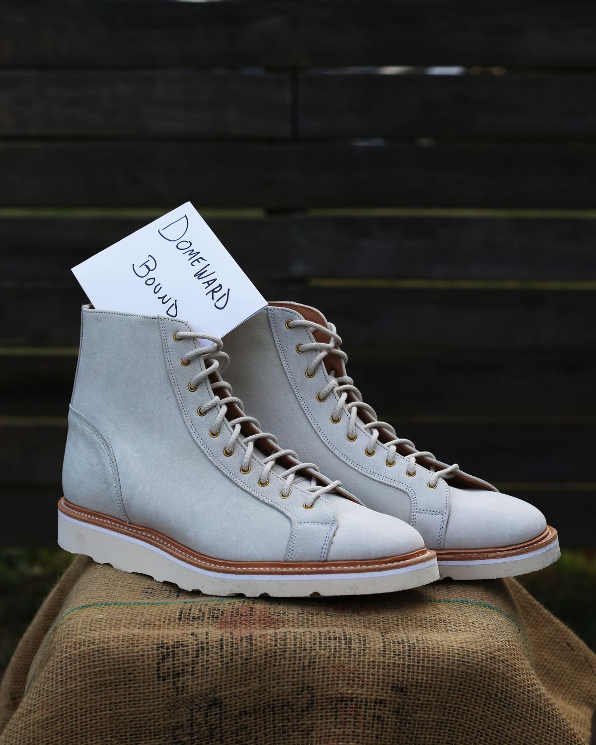 Photo by TrillDan on October 5, 2023 of the Tricker's x Division Road Super Monkey Boot in C.F. Stead Bone Nubuck Kudu.